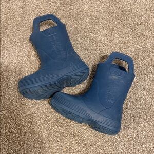 Outdoor Master Kids Navy Blue Waterproof Pull-On Rain Boots with Handles